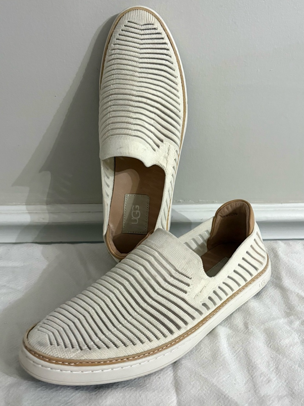 UGG Cream Knit Slip-On Sneakers